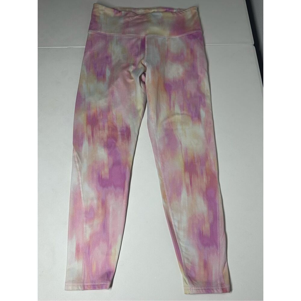 Old Navy Active Leggings Womens Powersoft Tie Dye Size L Pink Yellow White